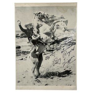 Roy Rogers Riding Trigger Photo Print Western Movies Facsimile Autograph